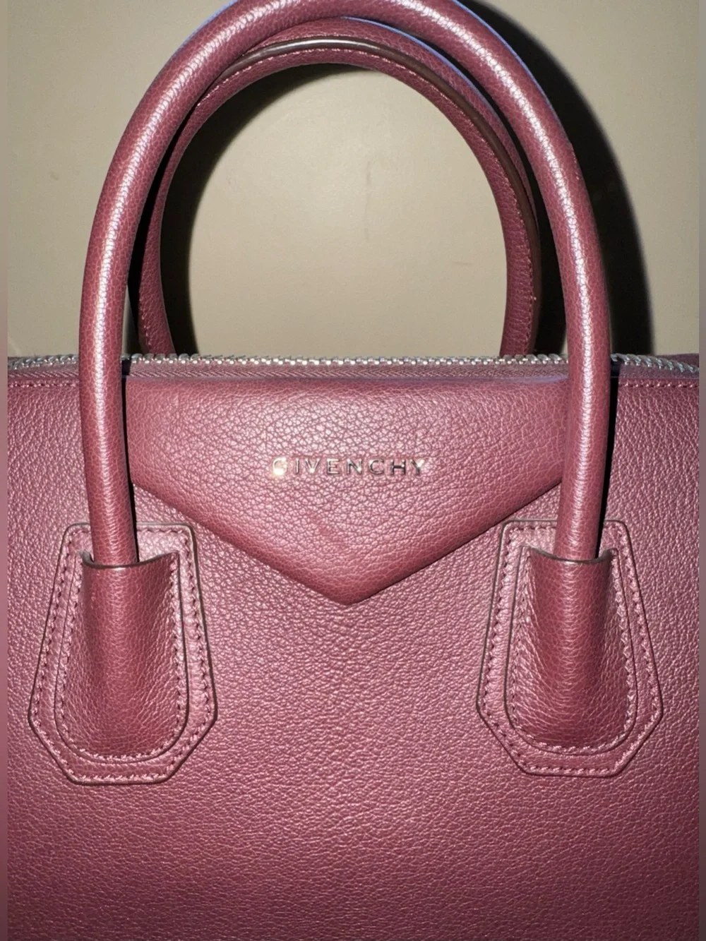 Givenchy Medium Antigona Bag in Oxblood Grained Leather